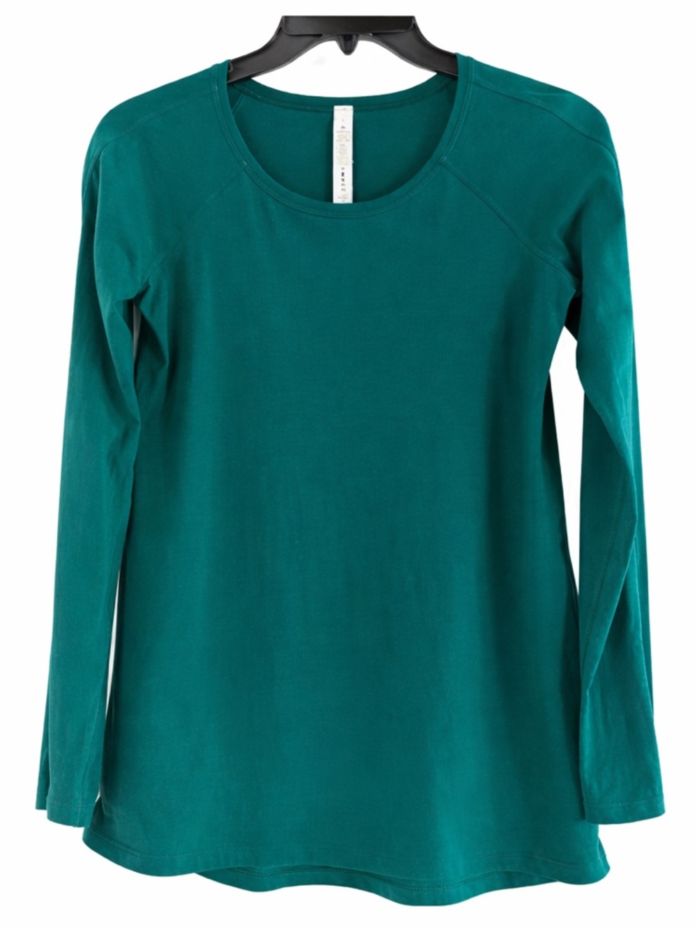 LULULEMON PIMA COTTON EMERALD Green LONG SLEEVE TEE Top SIZE 2 Lycra Athletic